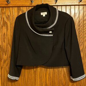 Tahari Arthur S. Levine 3/4 Sleeve Short Black & White Dress Jacket Jacket Size